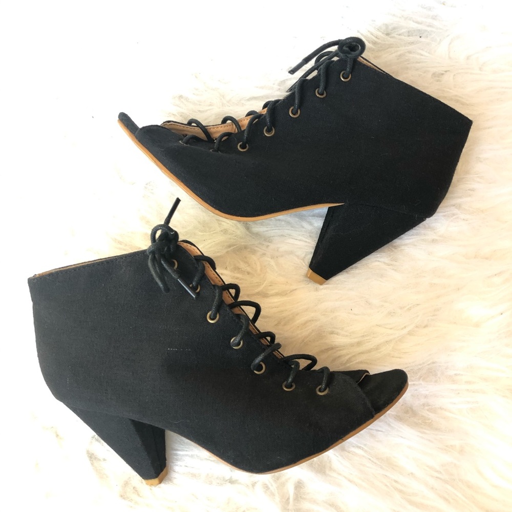 Kimchi Blue Lace Up Black Heels